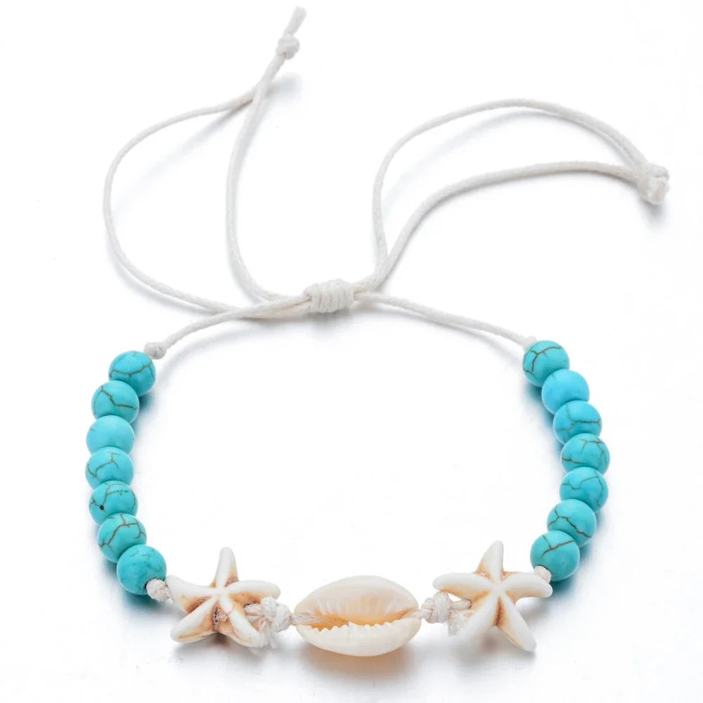 Unisex Summer 1Starfish Shell Braided Bracelet