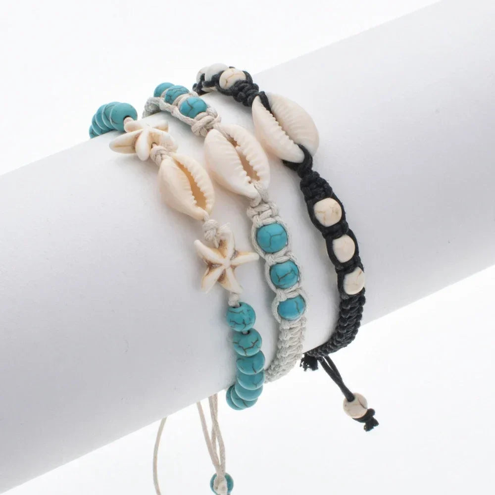 Unisex Summer 1Starfish Shell Braided Bracelet