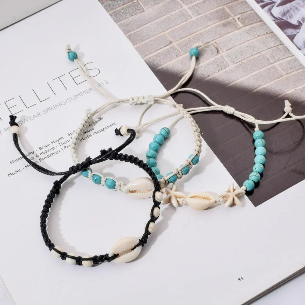 Unisex Summer 1Starfish Shell Braided Bracelet