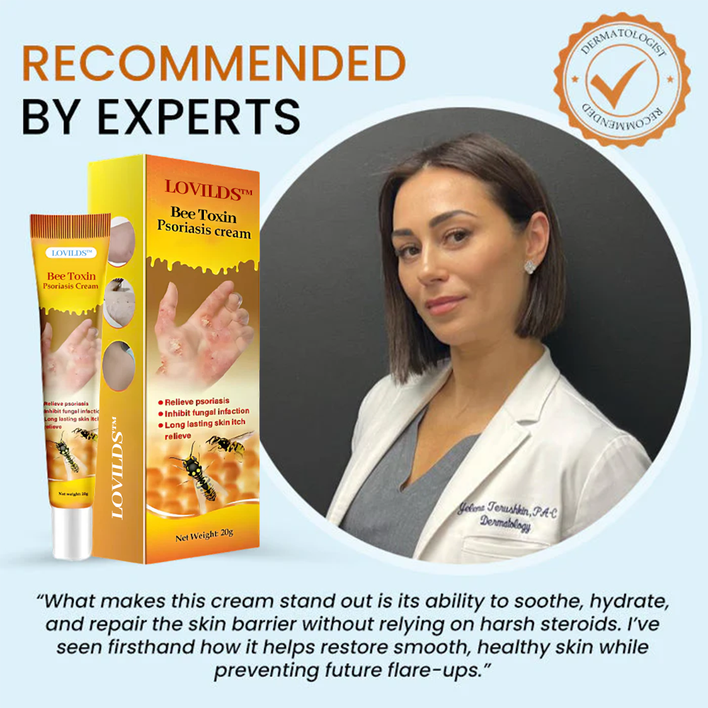 LOVILDS™ Bee Toxin Psoriasis Cream – Fast-Acting, Steroid-Free Relief for Itching, Scaling, and Redness | Dermatologist-Approved, Long-Lasting Hydration & Infection Prevention