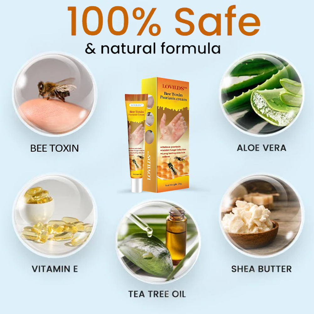 LOVILDS™ Bee Toxin Psoriasis Cream – Fast-Acting, Steroid-Free Relief for Itching, Scaling, and Redness | Dermatologist-Approved, Long-Lasting Hydration & Infection Prevention