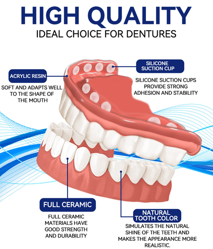 QIAWI™- Premium Custom Silicone Denture Set Dual Certification by the American Dental Association (ADA) & the U.S. Food and Drug Administration (FDA)